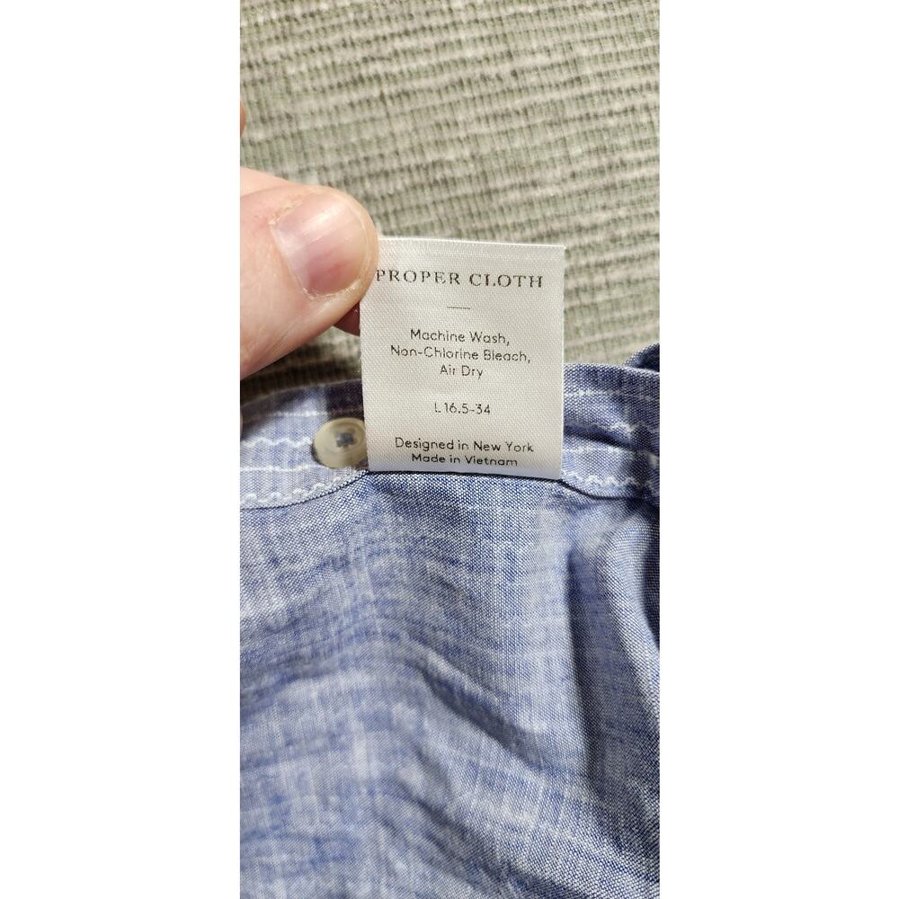 Proper Cloth Men’s Custom Blue White Striped Long Sleeve Button Down Shirt - Picture 14 of 14